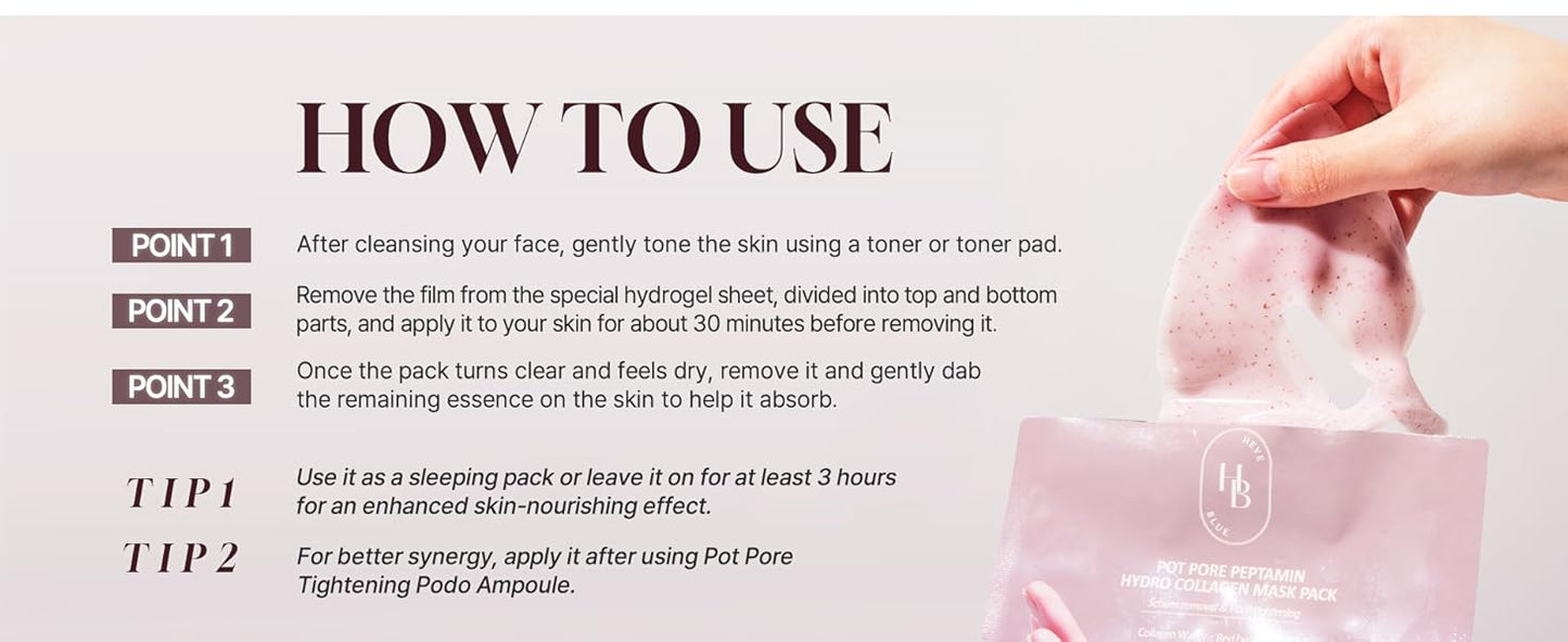 Heveblue Pot Pore Peptamin Hydro Collagen Mask Pack (4ea)
