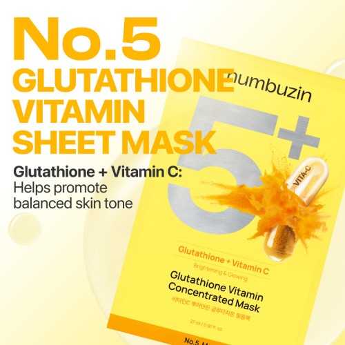 Numbuzin No.5+ Glutathione Vitamin Concentrated Mask (1 Sheet)