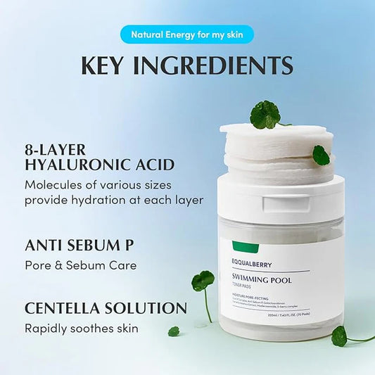 Eqqualberry Swimming Pool Toner Pads – 70 Pads