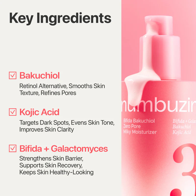Numbuzin No.3 Bifida Bakuchiol Zero Pore Milky Moisturizer