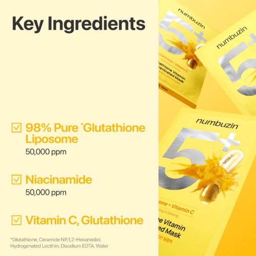 Numbuzin No.5+ Glutathione Vitamin Concentrated Mask (1 Sheet)