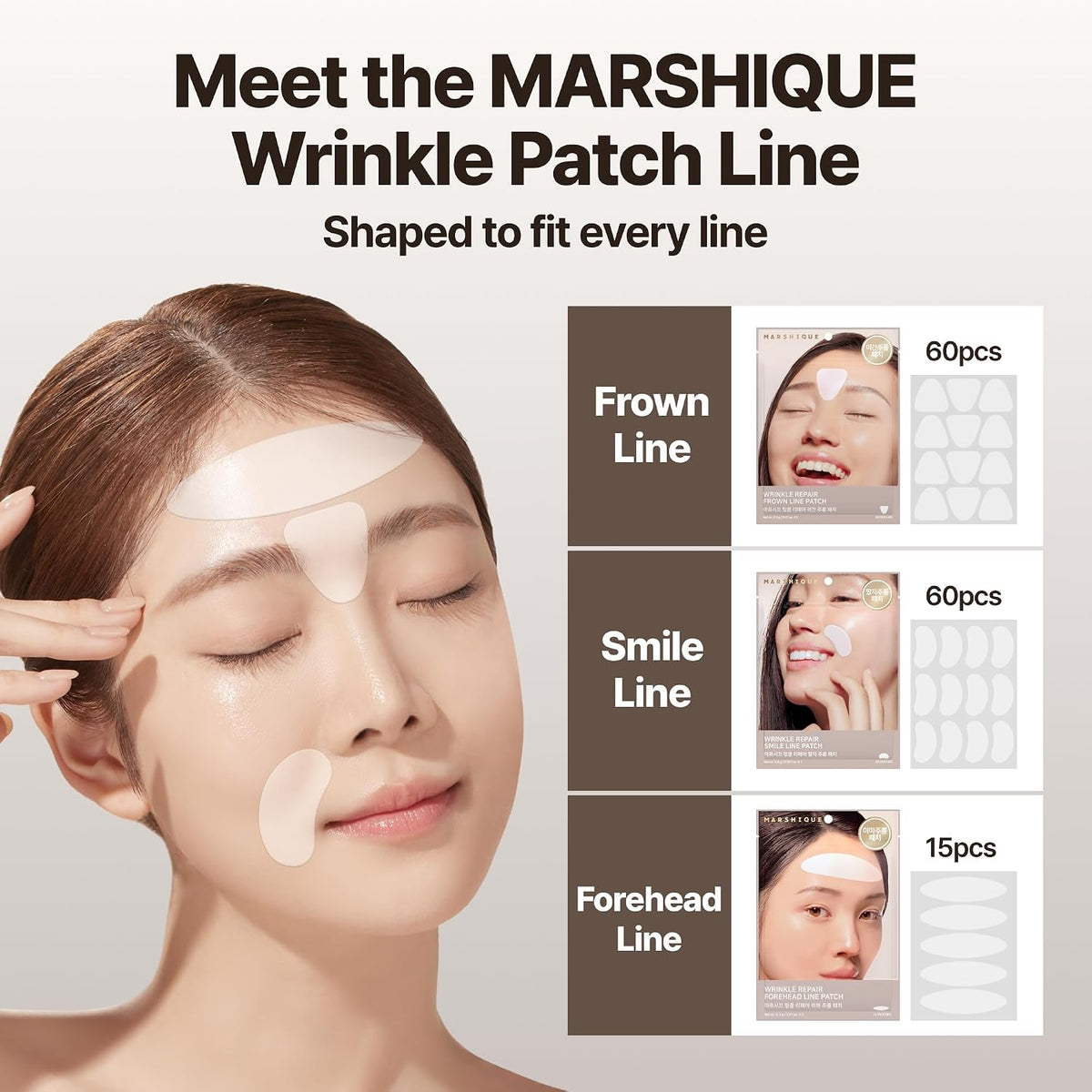 Marshique Wrinkle Repair Frown Line Patch – 60 Patches