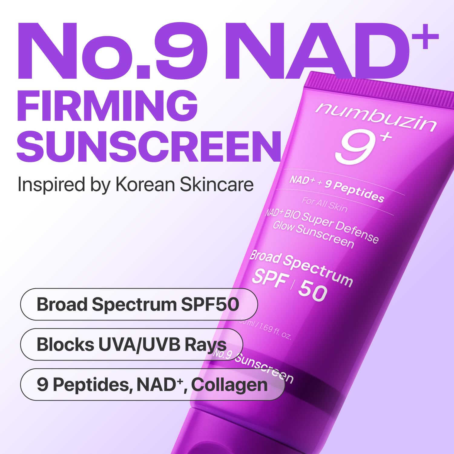 Numbuzin No.9 NAD+ BIO Super Defense Glow Sunscreen (SPF 50)