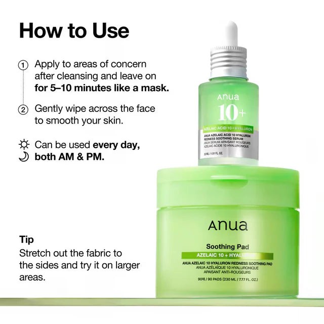 Anua Azelaic Acid 10 Hyaluron Redness Soothing Pad