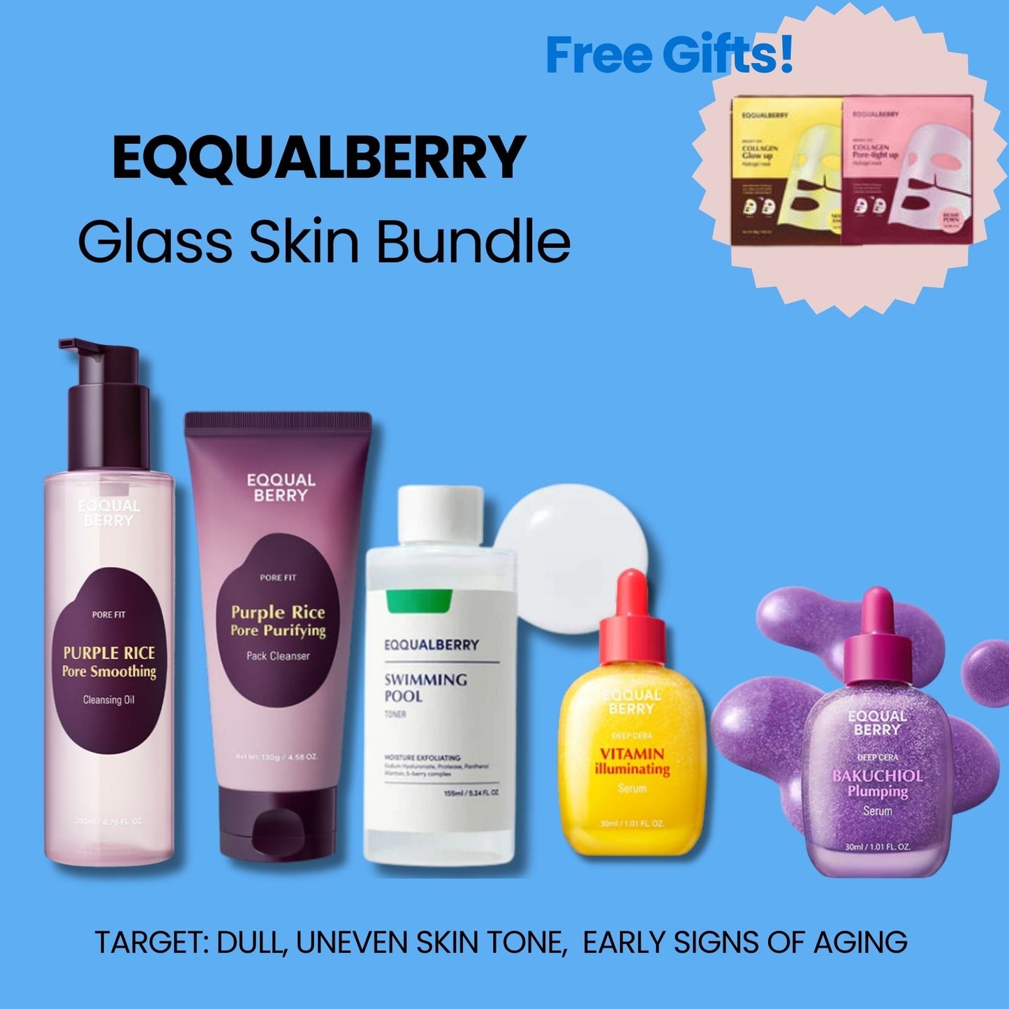 Eqqualberry Glass Skin Bundle – 6-Step Radiance Set + FREE Sheet Mask