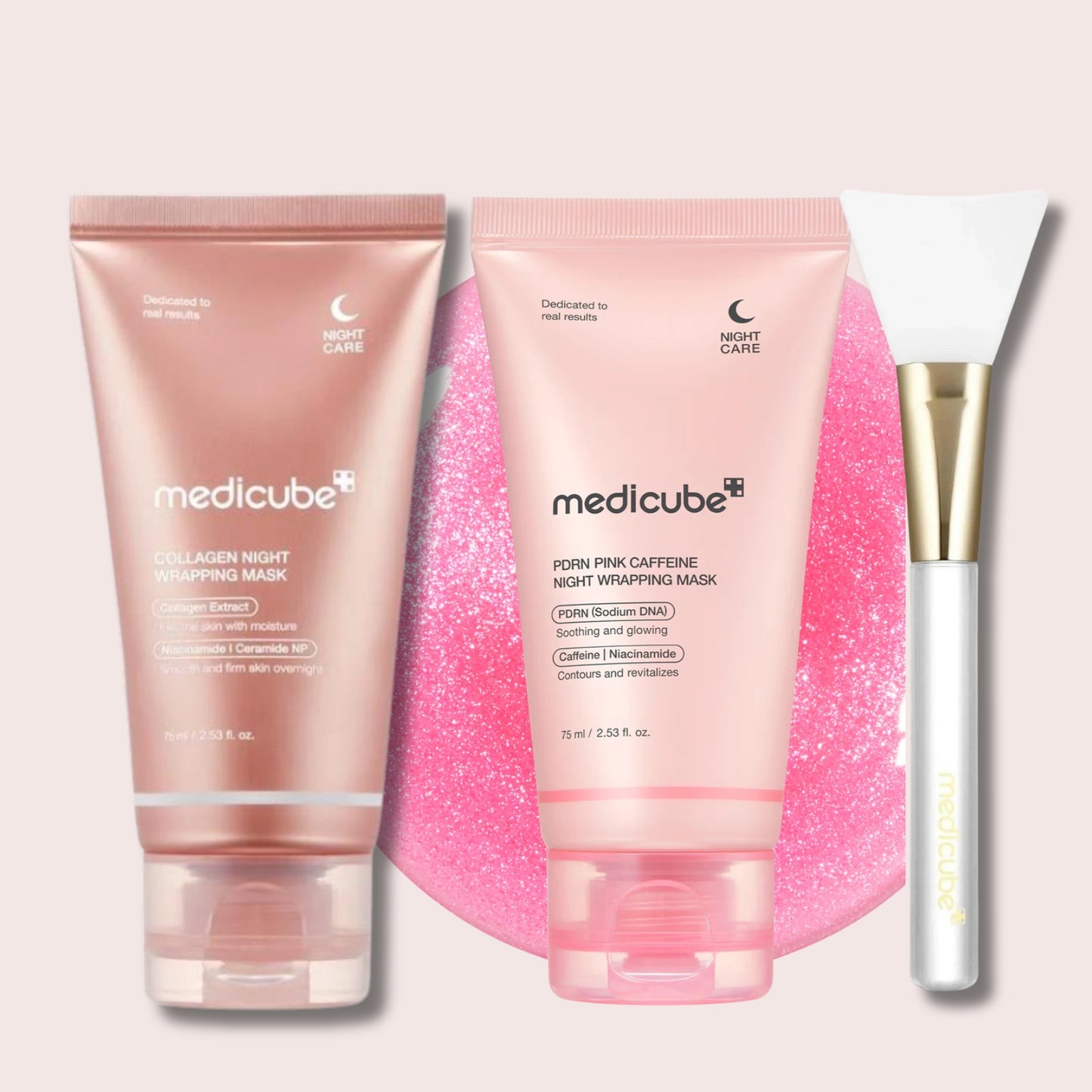 Medicube Collagen & PDRN Caffeine Night Wrapping Mask Bundle (2 PACK) + FREE Medicube Jelly Brush