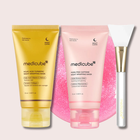 Medicube Kojic Acid & PDRN Caffeine Night Wrapping Mask Bundle (2 PACK) + FREE Medicube Jelly Brush