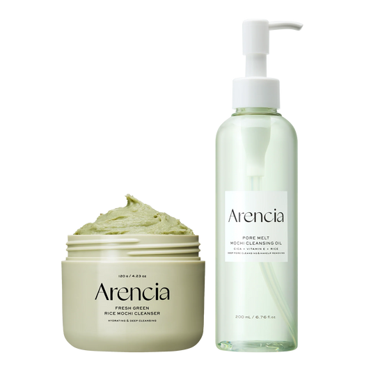 Arencia Pore Melt Double Cleansing Duo - Gentle Cleansing Oil & Fresh Green Rice Mochi Cleanser
