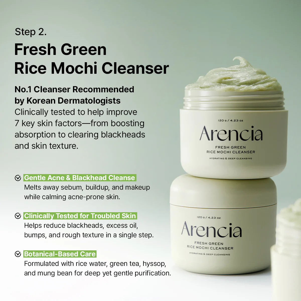 Arencia Pore Melt Double Cleansing Duo - Gentle Cleansing Oil & Fresh Green Rice Mochi Cleanser