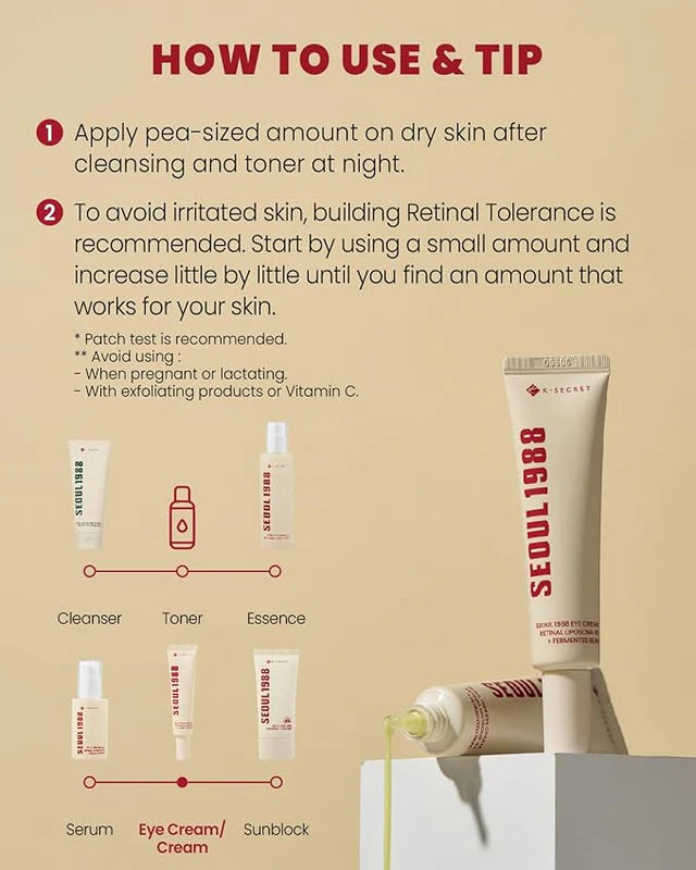 KSecret SEOUL 1988 Eye Cream – Retinal Liposome 4% + Fermented Extracts (30mL)