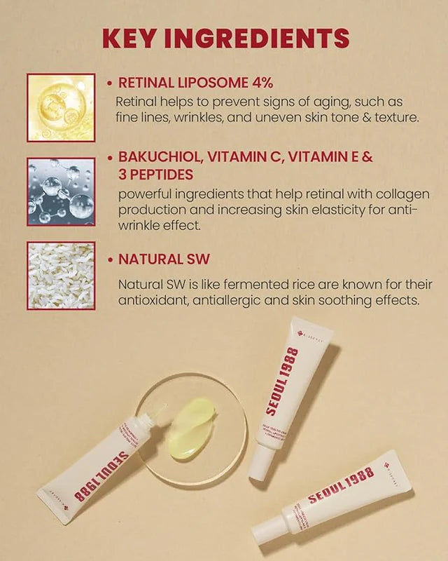 KSecret SEOUL 1988 Eye Cream – Retinal Liposome 4% + Fermented Extracts (30mL)