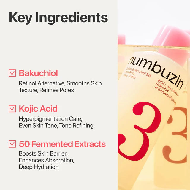 Numbuzin No.3 Bifida Bakuchiol 50 Zero Pore Milky Toner 200ml