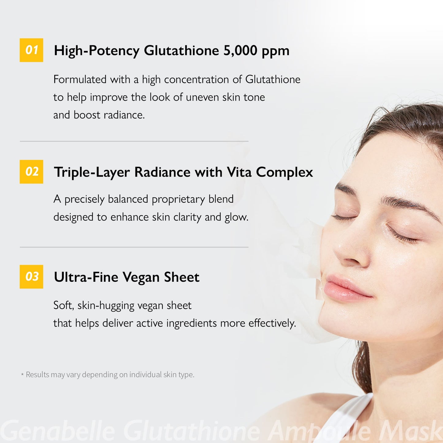 Genabelle Glutathione Brightening Ampoule Mask 25ml (5 Sheets)