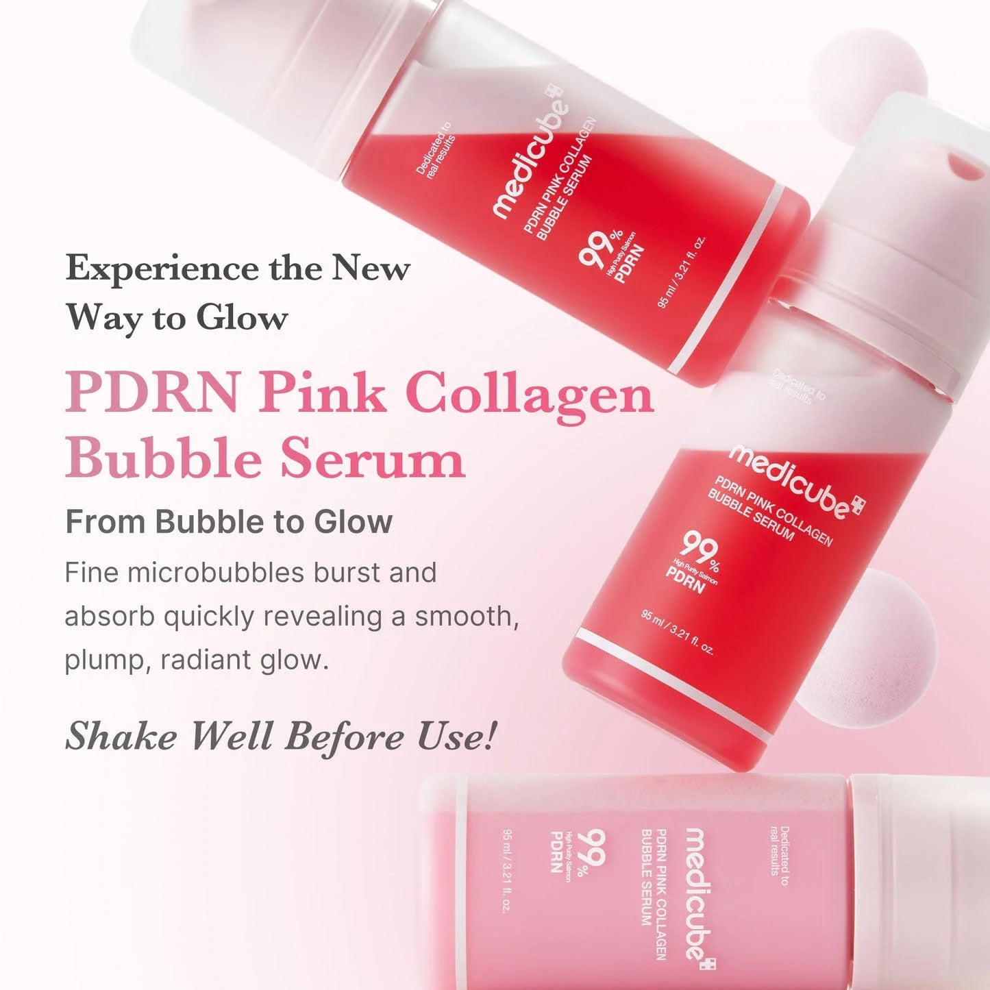Medicube PDRN Pink Collagen Bubble Serum – 95ml