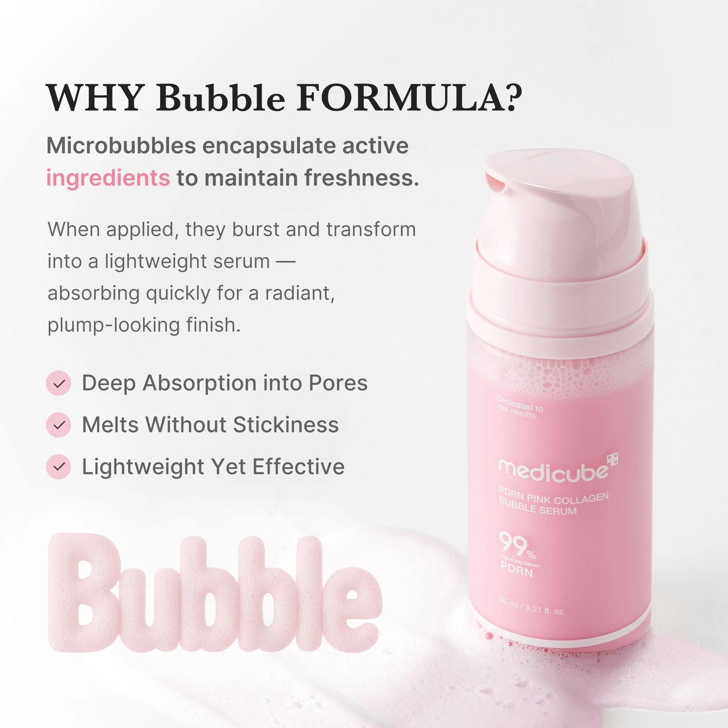 Medicube PDRN Pink Collagen Bubble Serum – 95ml