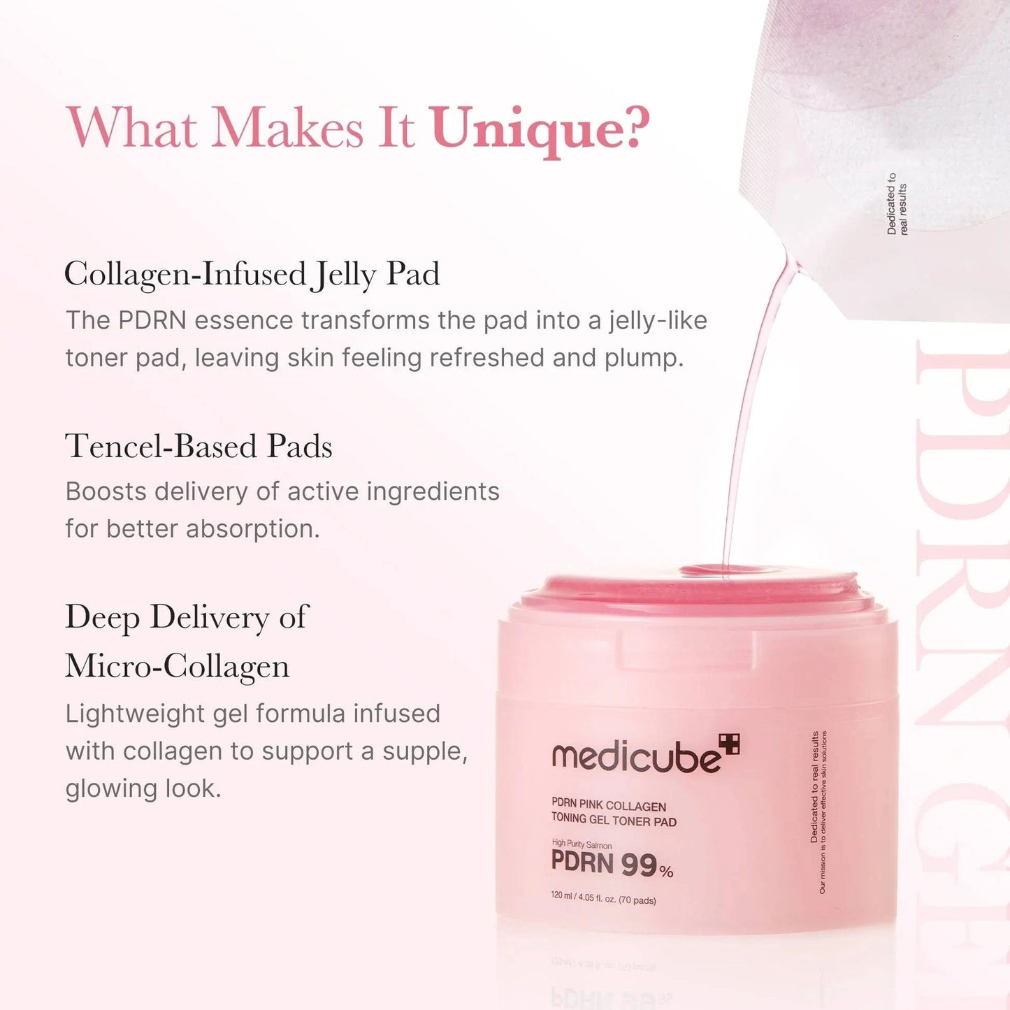 Medicube PDRN Pink Toning Gel Toner Pad (70 Pads) – Spot Brightening & Skin Tone Correction
